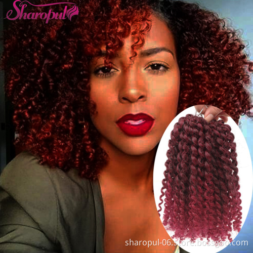 Jerry Curl Hair 3 pcs/pack, 8inch Synthetic Kinky Curly hair Marley Bob, Malaysian Deep Wave Curly Crochet Braids Hair Extension